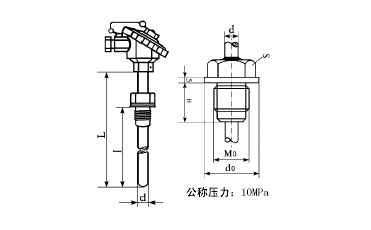 固定螺紋安裝整體鉆孔熱電阻 固定螺紋安裝整體鉆孔熱電阻