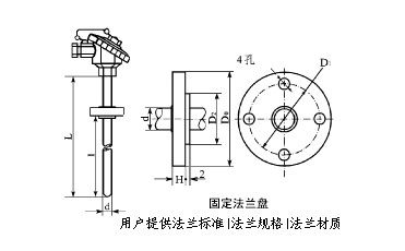 固定法蘭安裝整體鉆孔熱電阻 固定法蘭安裝整體鉆孔熱電阻