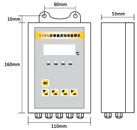 豎式多路溫度遠傳監測儀外形尺寸 豎式多路溫度遠傳監測儀外形尺寸