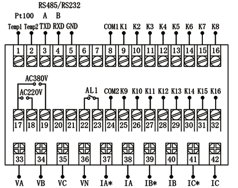 低壓無功功率自動補(bǔ)償控制器端子圖