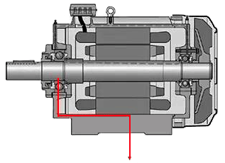 電流通過轉子、軸承、定子與大地構成通路