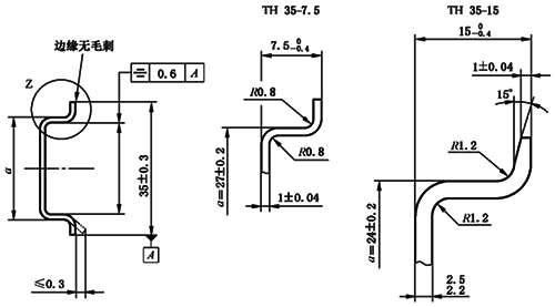 儀表和電氣常用的寬35mm的TH35安裝導(dǎo)軌尺寸 儀表和電氣常用的寬35mm的TH35安裝導(dǎo)軌尺寸